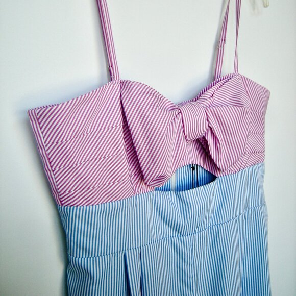 Romeo & Juliet Couture NWT Pinstripe Jumpsuit (LARGE) Wide Leg Retro Inspired - Picture 7 of 8